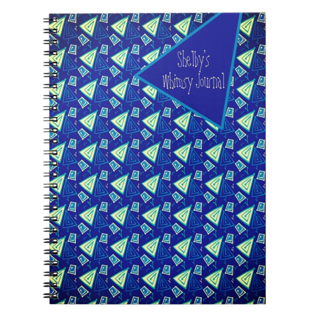 Carnet Design moderne design chic blanc bleu et jaune (Devant)