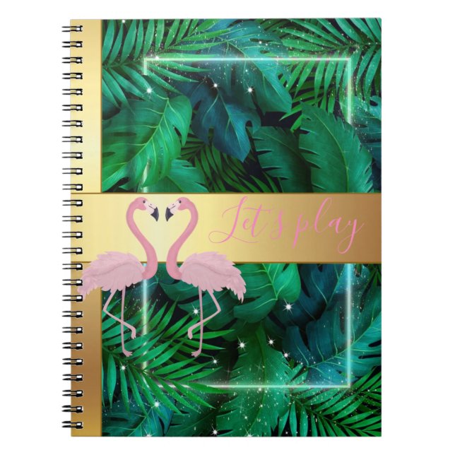 Carnet Design moderne, Feuilles Tropical Palm, Rose (Devant)
