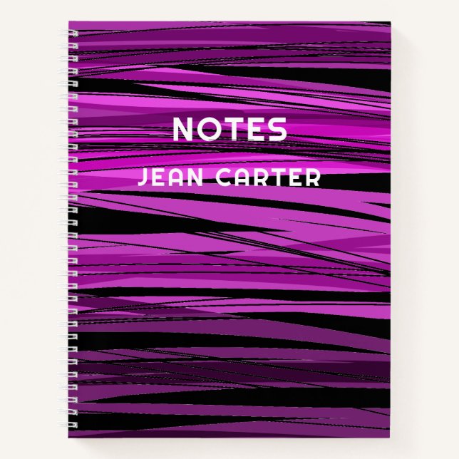 Carnet Design moderne noir et rose coloré Texte personnal (Devant)