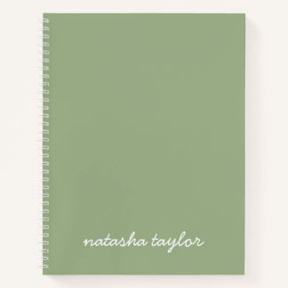 Carnet Design moderne Sage vert Script Monogramme Nom