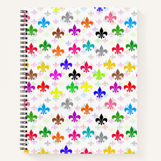 Carnet Design Motif couleur blanc Fleur de lis (Devant)