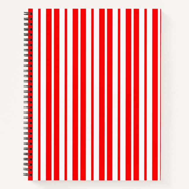 Carnet Design Motif de bandes verticales blanc rouge (Devant)