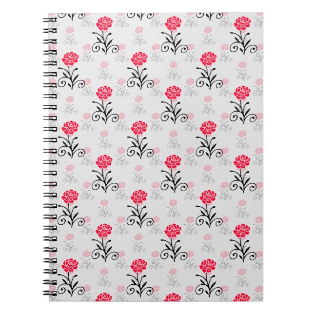 Carnet Design Motif de l'étalage de fleurs de rose rouge (Devant)