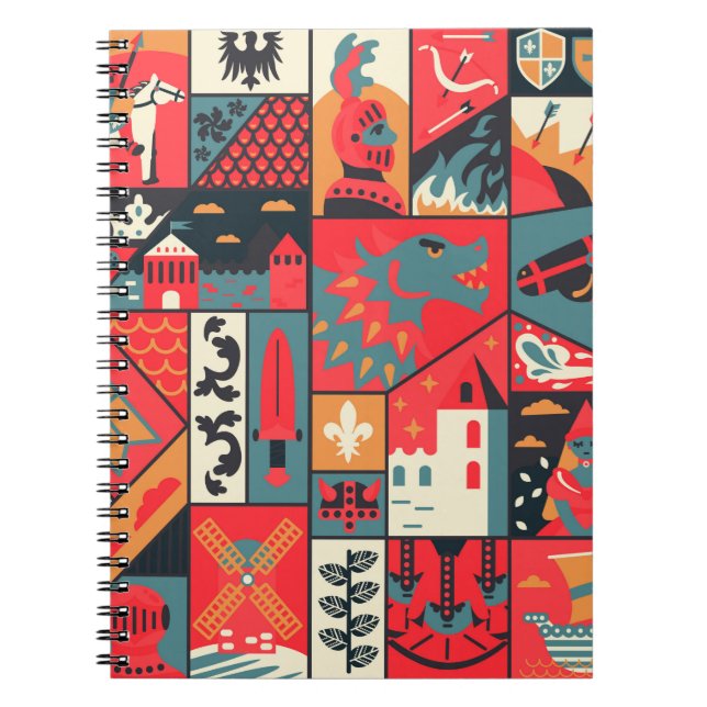 Carnet Design motif médiéval sans soudure. Texti de décor (Devant)
