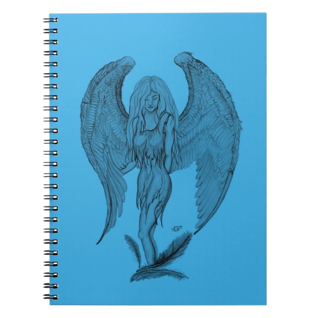 Carnet Design noir et bleu Angel (Devant)