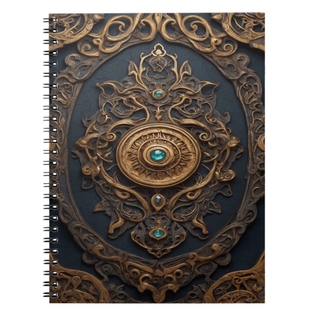 Carnet Design Orné en Or et Bleu Ancien (Devant)