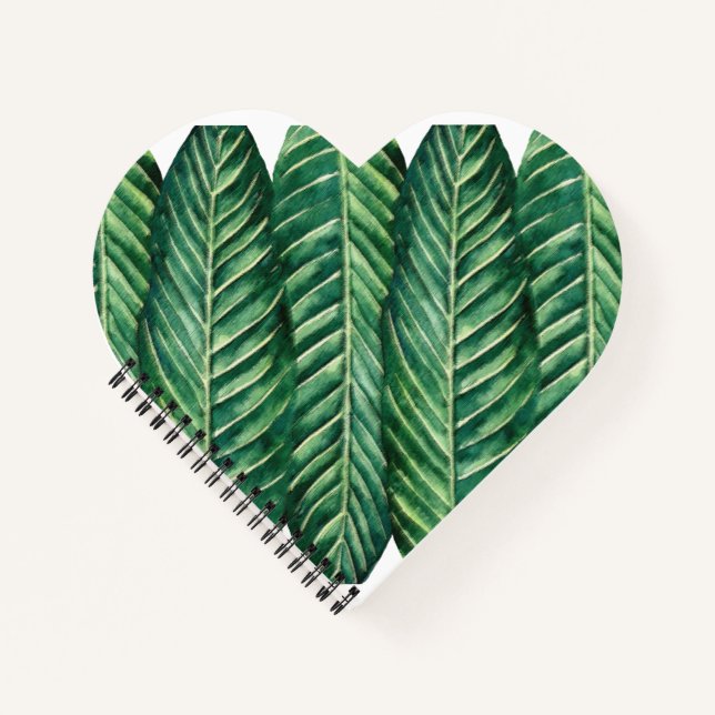 Carnet Design vert moderne à feuilles longues tropicales (Devant)