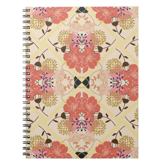 Carnet Design vintage fleuri et transparent pour motif. (Devant)