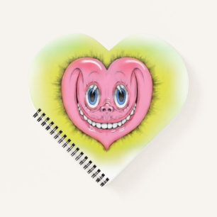 Carnet Dessin à la main souriant mignon rose I coeur