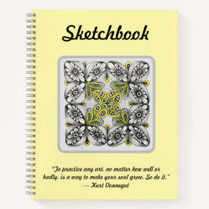 Carnet Dessin à main levée de fleurs et abeilles