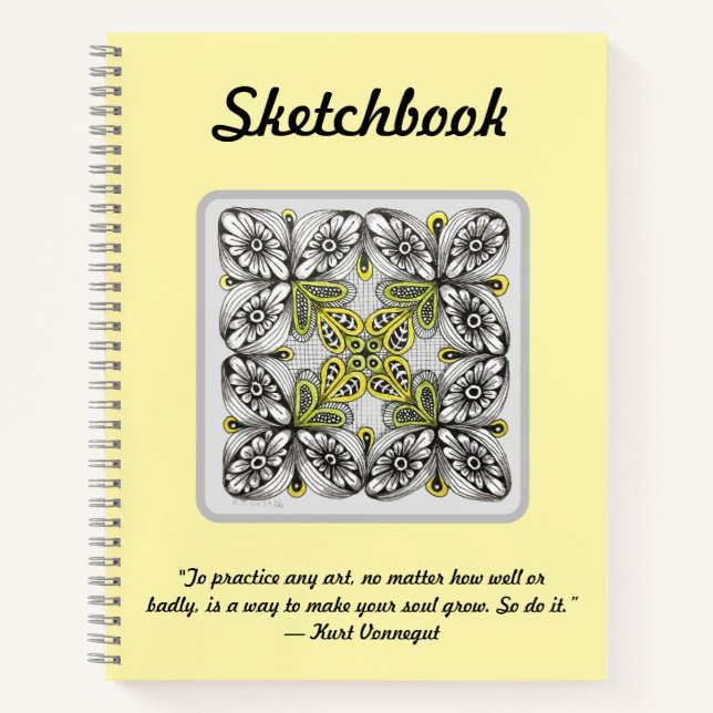 Carnet Dessin à main levée de fleurs et abeilles (Devant)