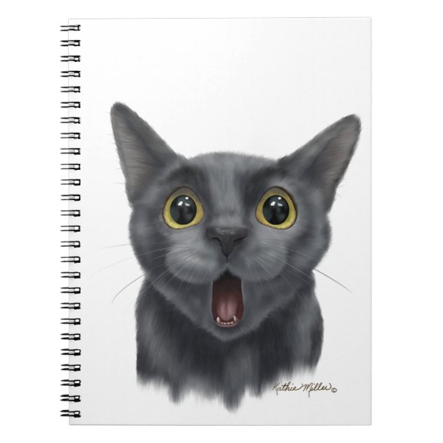Carnet Dessin animé de chat noir drôle (Devant)