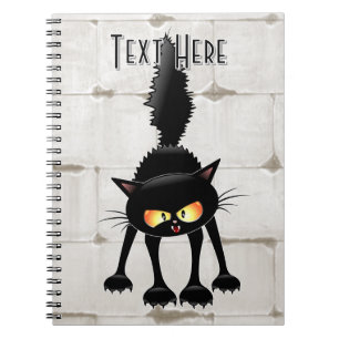 Carnet Dessin animé de chat noir drôle et féroce 