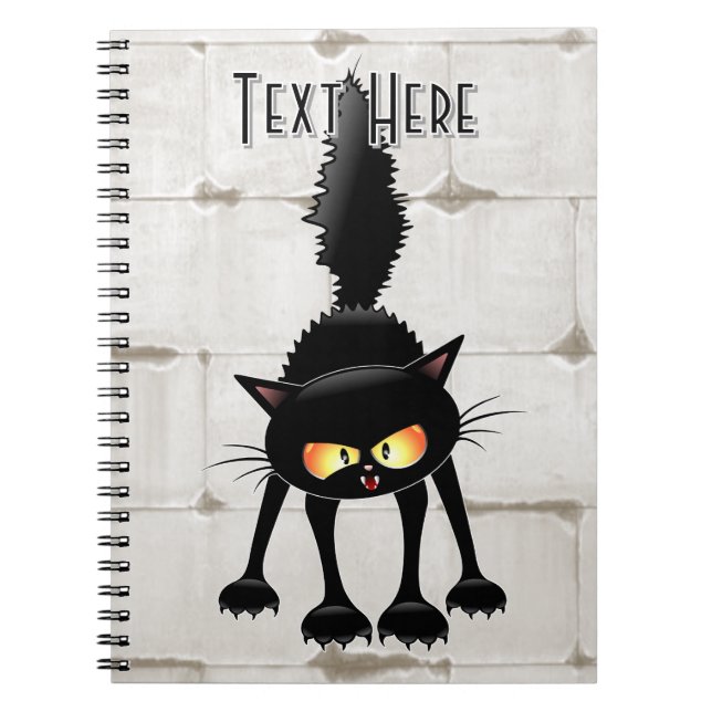 Carnet Dessin animé de chat noir drôle et féroce  (Devant)