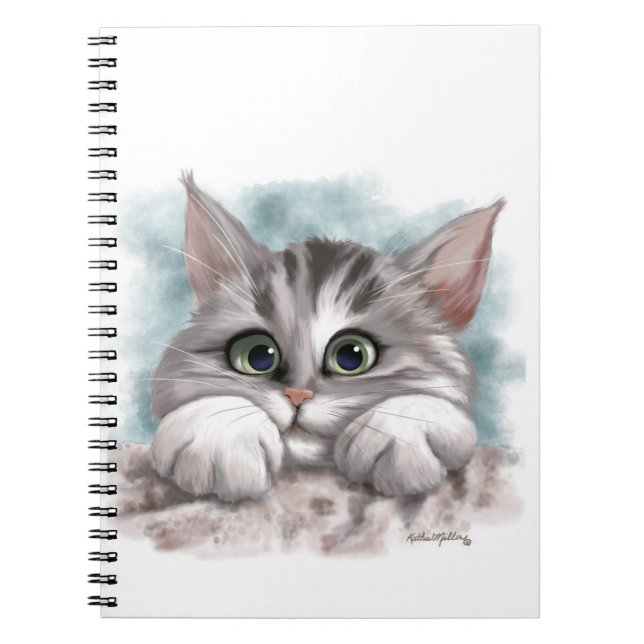 Carnet Dessin animé de chaton tabby gris adorable (Devant)