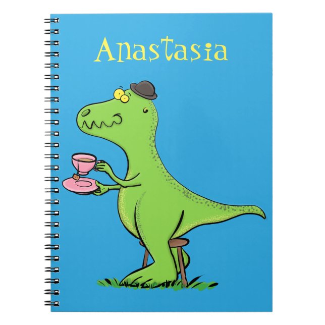 Carnet Dessin animé de dinosaure T Rex vert drôle et mign (Devant)