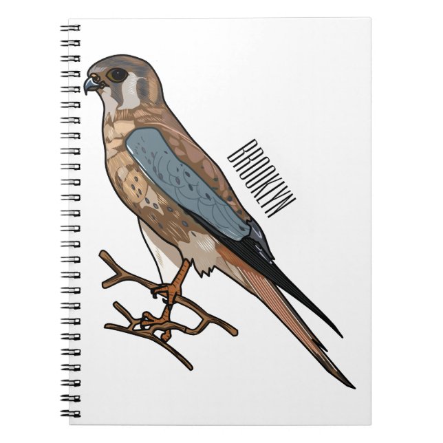 Carnet dessin animé d'oiseau-kestrel américain (Devant)