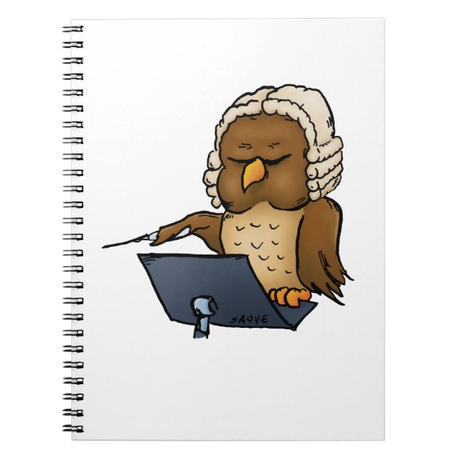 Carnet Dessin animé drôle de chef d'orchestre chouette (Devant)