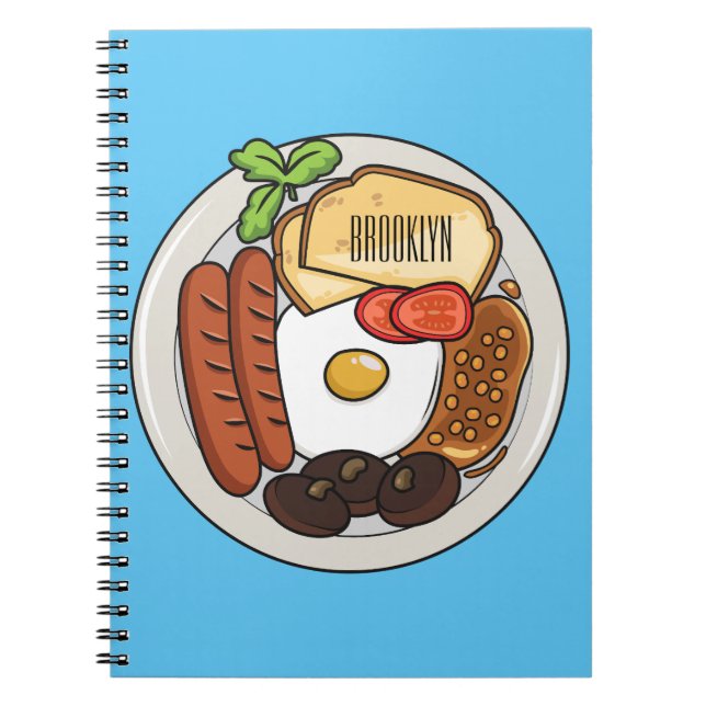 Carnet dessin animé du petit-déjeuner anglais (Devant)