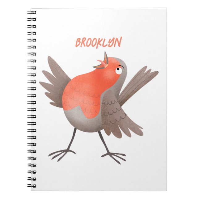 Carnet Dessin animé d'un oiseau rouge chanteur mignon (Devant)