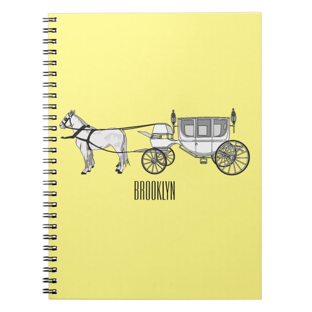 Carnet dessin animé mariage cheval & calèche (Devant)