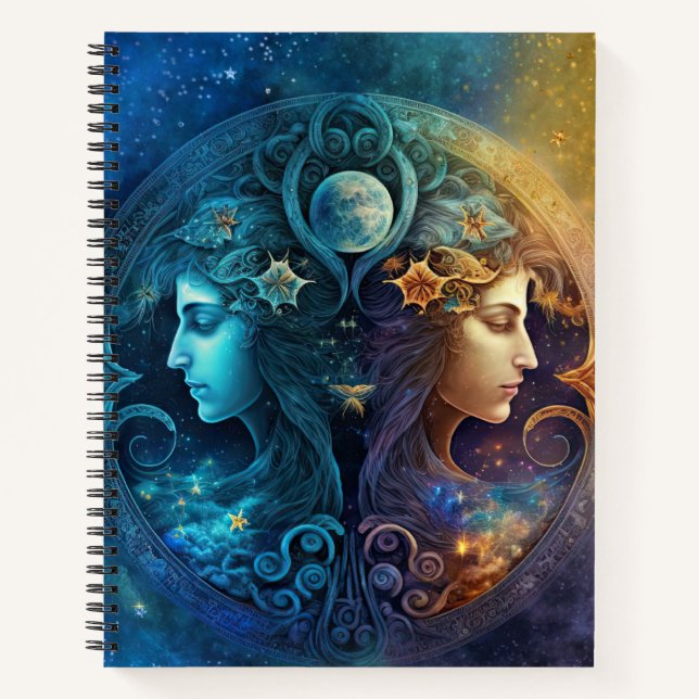 Carnet Dessin aquarelle du signe zodiacal Gémeaux (Devant)