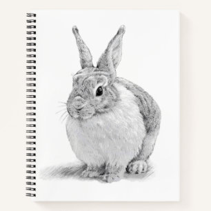 Carnet Dessin au crayon de lapin mignon
