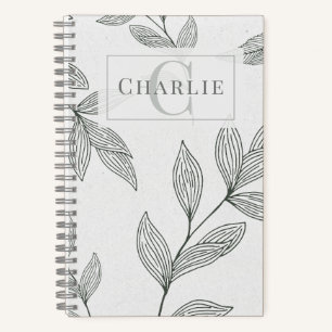 Carnet Dessin Botanique Minimaliste, Monogramme Personnal