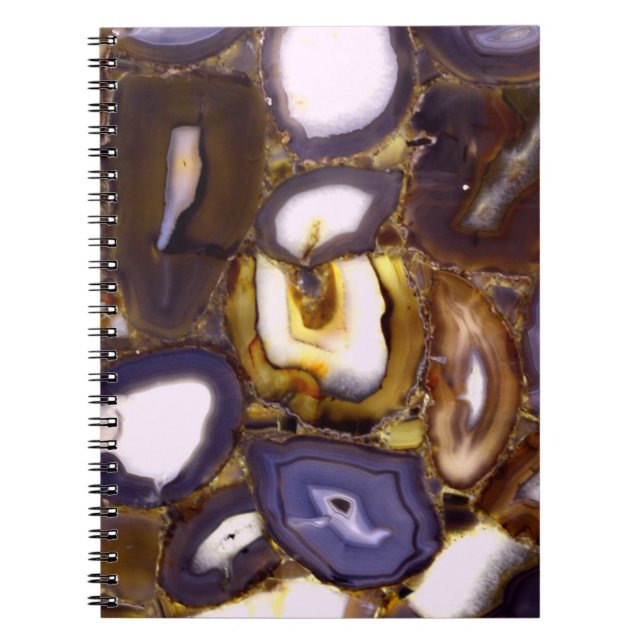 Carnet dessin d'agate marron violet blanc (Devant)