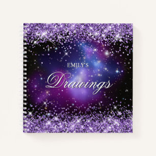 Carnet Dessin d'amas de galaxies à paillettes violettes