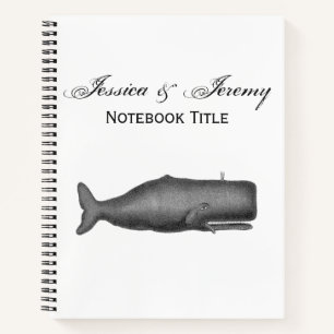 Carnet Dessin de baleine du XIXe siècle de style vintage