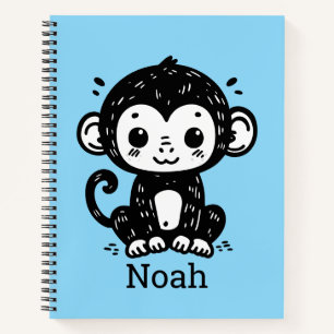 Carnet Dessin de bébé singe mignon - Art de nurserie kawa