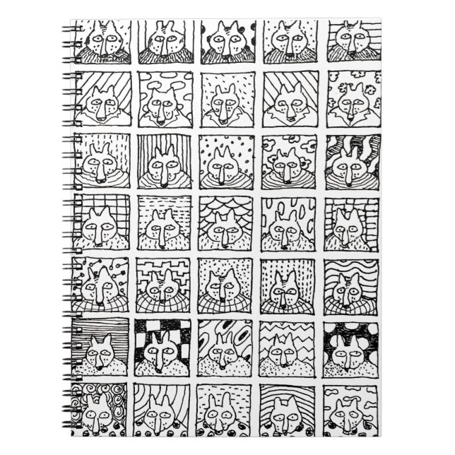 Carnet Dessin de carrés de visages de renards de dessin a (Devant)