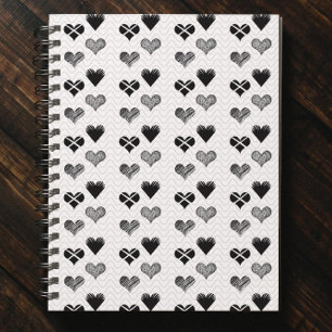 Carnet Dessin de coeurs noir et blanc - Simple Diversity