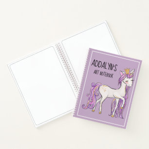 Carnet Dessin de diadème de licorne blanche violette mign