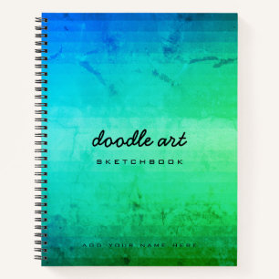 Carnet dessin de doodart dégradé vert bleu croquis