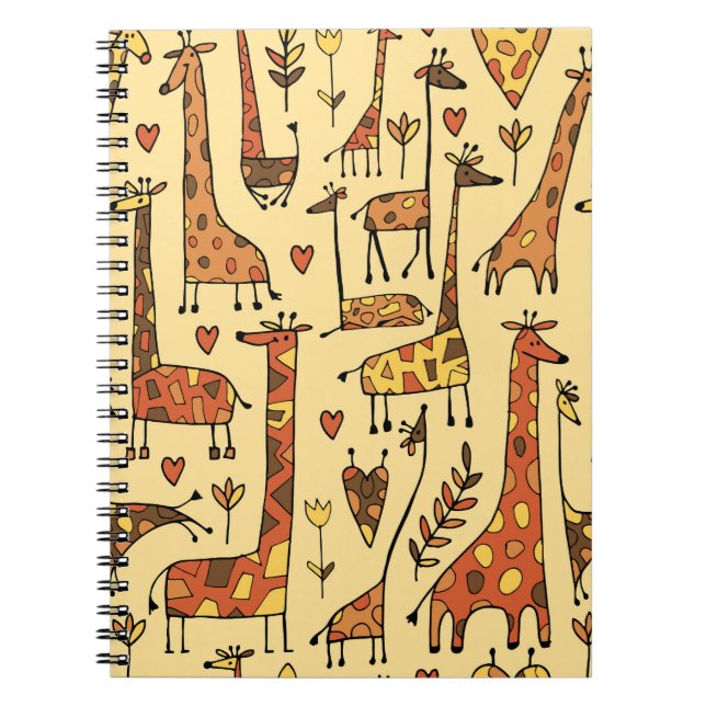 Carnet Dessin De Giraffe, Amusant Design Sans Fil. (Devant)
