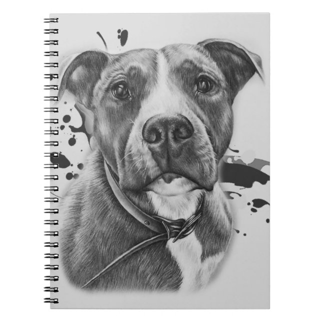 Carnet Dessin de l'art animal de chien de Pitbull sur la (Devant)