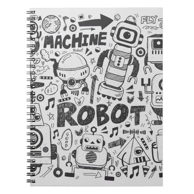 Carnet Dessin de l'illustrateur de robots à doodles (Devant)
