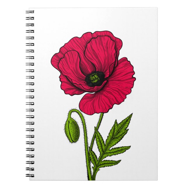 Carnet Dessin de pavot rouge (Devant)