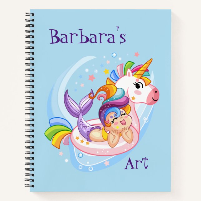 Carnet Dessin de sirène et de licorne pour enfants  (Devant)
