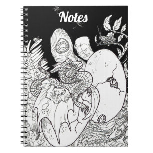 Carnet Dessin d'encre de trait de dragon à éclos