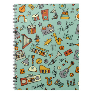 Carnet Dessin d'instruments de musique, motif transparent