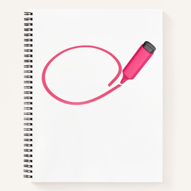 Carnet Dessin d'un cercle avec un surligneur rose (Devant)