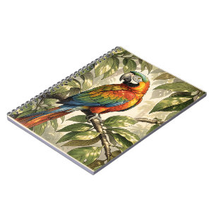 Carnet Dessin d'un oiseau perroquet sur un arbre