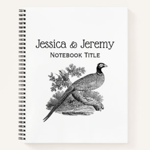 Carnet Dessin en noir et blanc d'un faisan de chasse vint