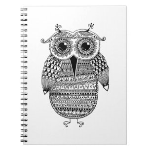 Carnet Dessin ethnique d'encre de hibou