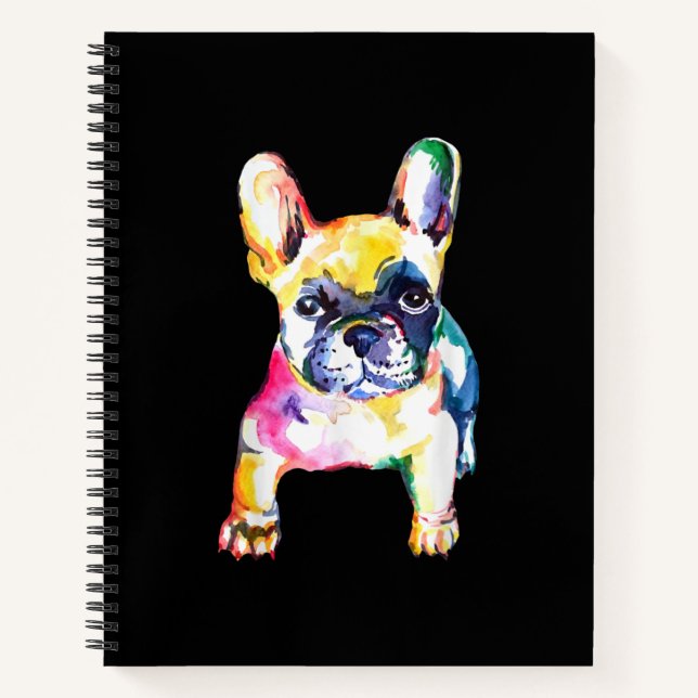 Carnet Dessin Français Bulldog original aquarelle (Devant)