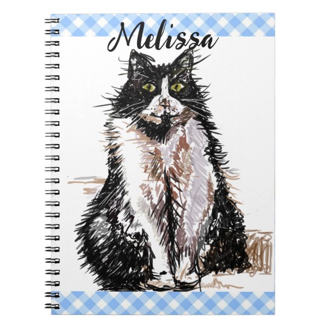 Carnet Dessin Mignon de Chat Smoking Chats Noirs et Blanc (Devant)