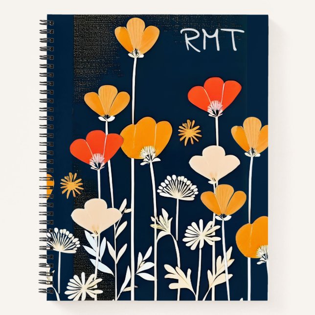 Carnet Dessin minimaliste vibrant de fleurs (Devant)